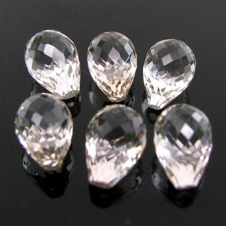 25.5Ct-6pc-Wholesale-Lot-Natural-Clear-White-Topaz-Tear-Drop-Faceted-Gems-10X7mm