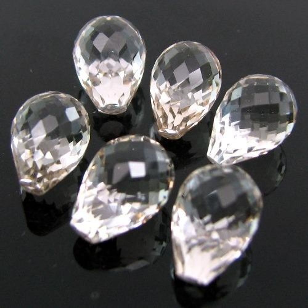 25.5Ct 6pc Wholesale Lot Natural Clear White Topaz Tear Drop Faceted Gems 10X7mm