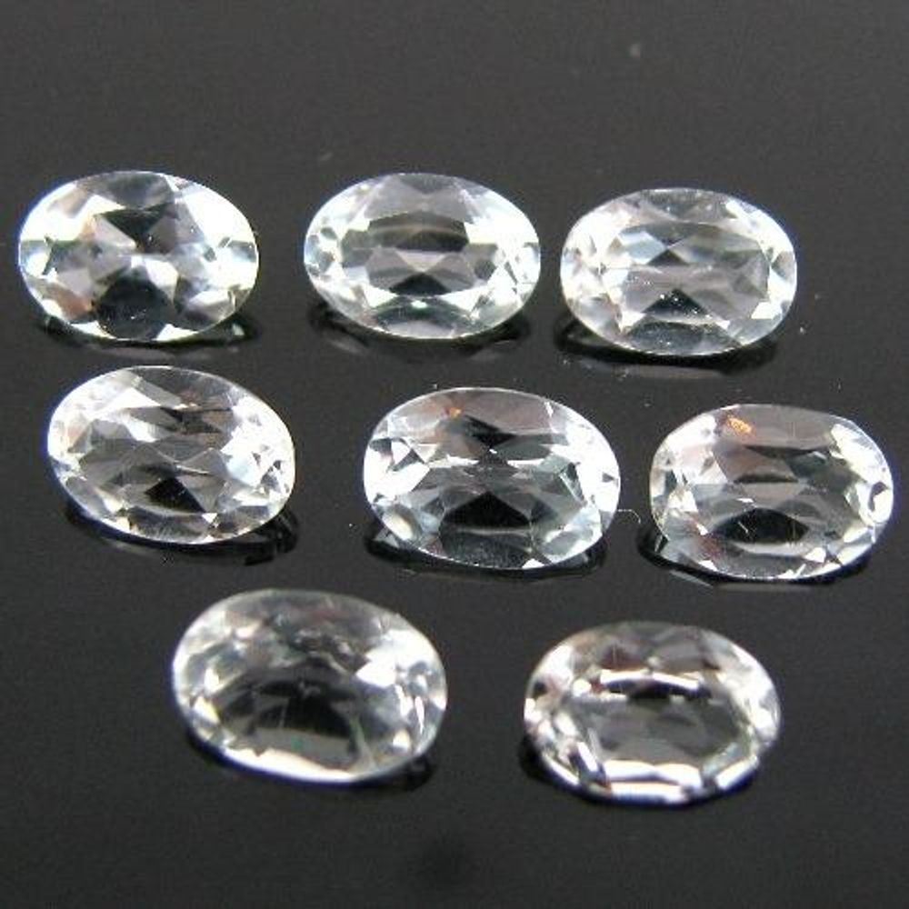 6.4Ct-8pc-Wholesale-Lot-Natural-Clear-White-Topaz-Fine-7X5mm-Oval-Cut-Gemstones