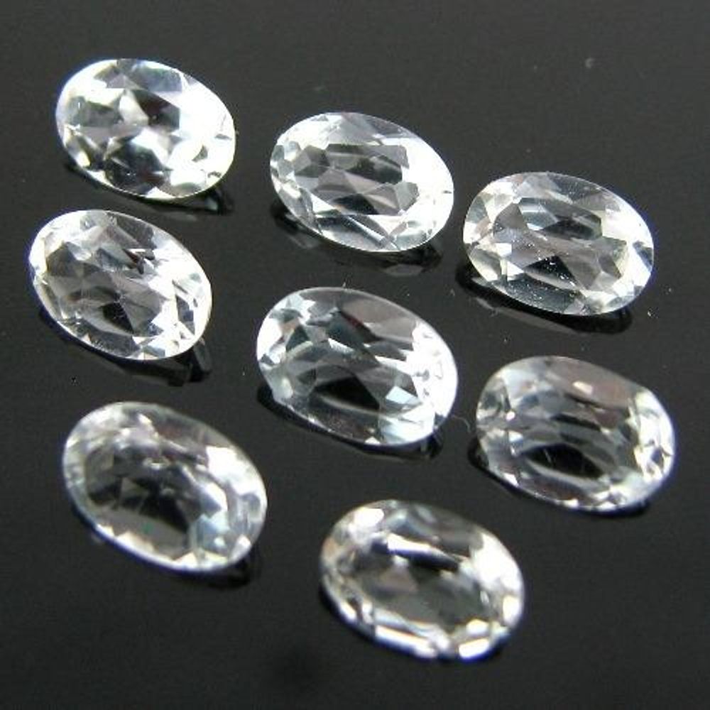 6.4Ct 8pc Wholesale Lot Natural Clear White Topaz Fine 7X5mm Oval Cut Gemstones