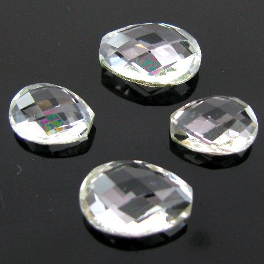 6.3Ct 4pc Wholesale Lot Natural Clear White Topaz Checker Drop Cut Gemstones