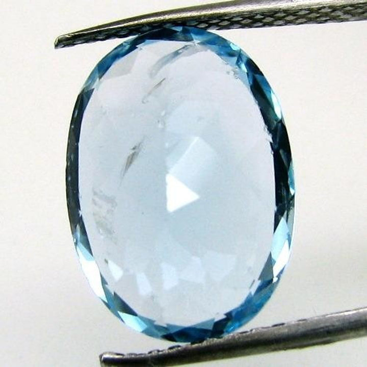 CERTIFIED 7.09Ct Natural Blue TOPAZ Oval Faceted Clear Gemstone