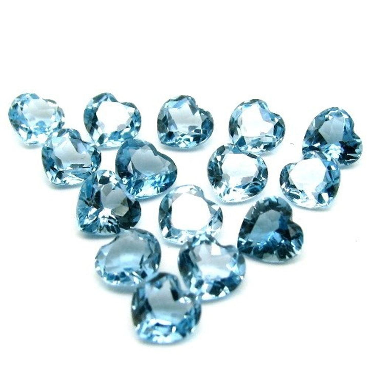 14.2Ct-15Pc-Lot-Natural������London-Blue-Topaz-Heart--Faceted-6mm-Gemstones