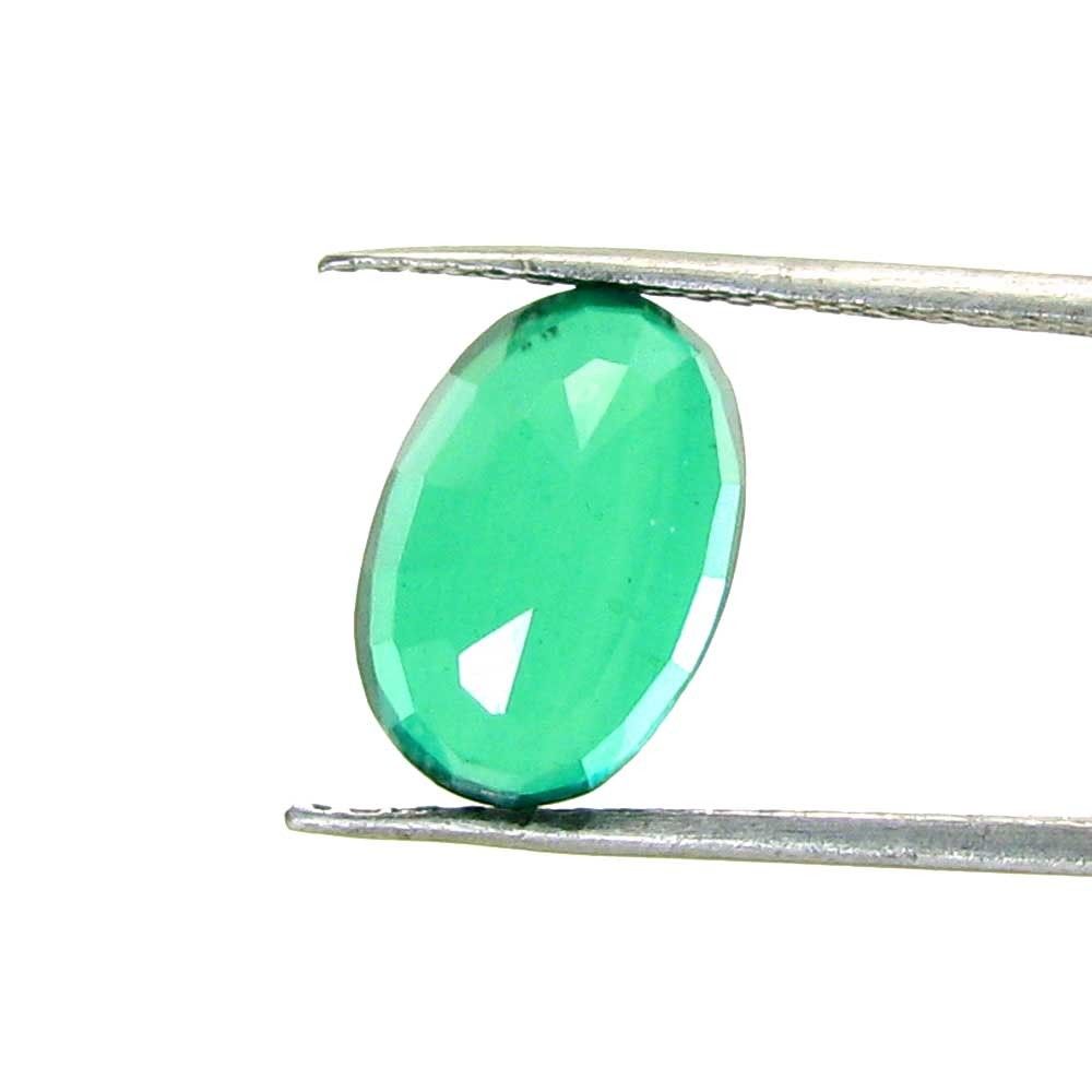4.1Ct Green Emerald Quartz Doublet Oval Faceted Gemstone