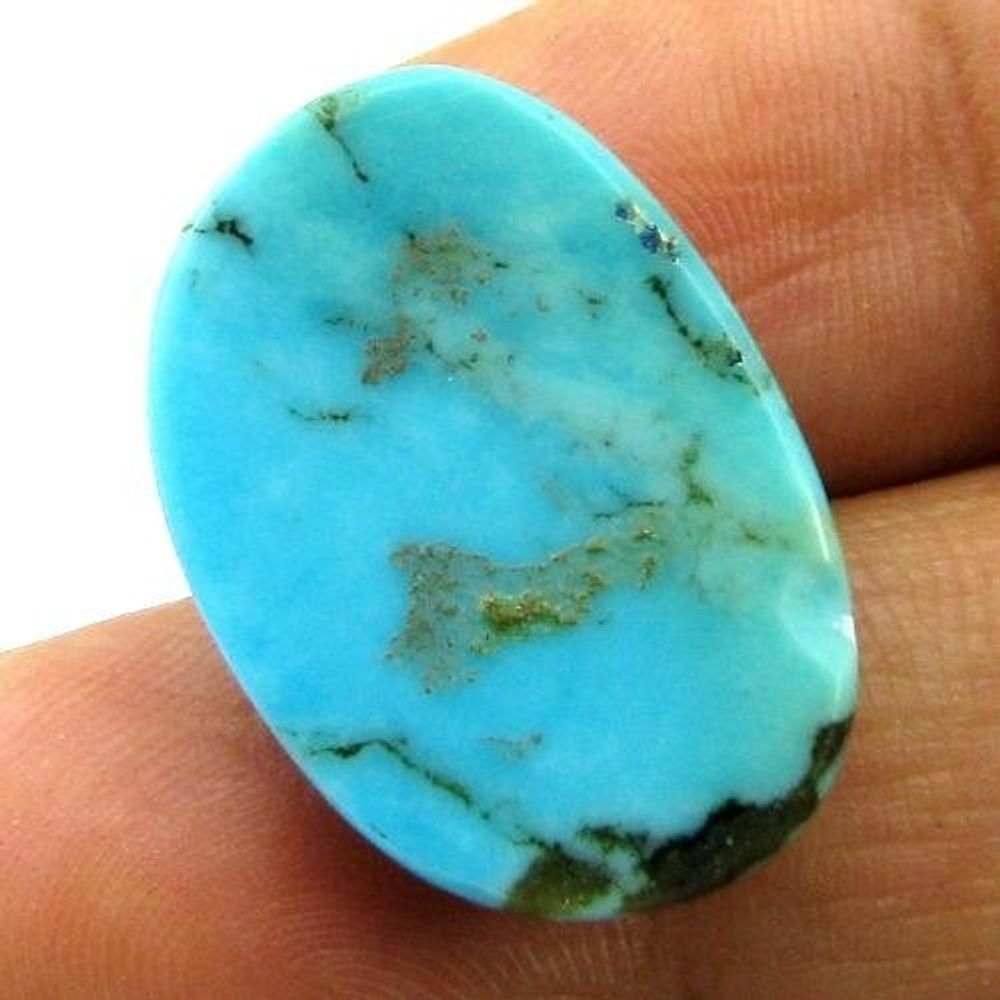 10.8Ct Natural Blue Mexican Turquoise Checker Oval Faceted Gemstone