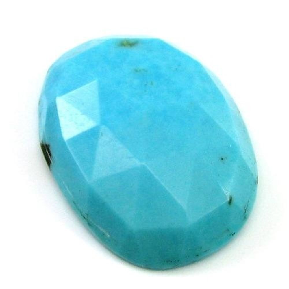 11.4Ct-Natural-Blue-Mexican-Turquoise-Checker-Oval-Faceted-Gemstone