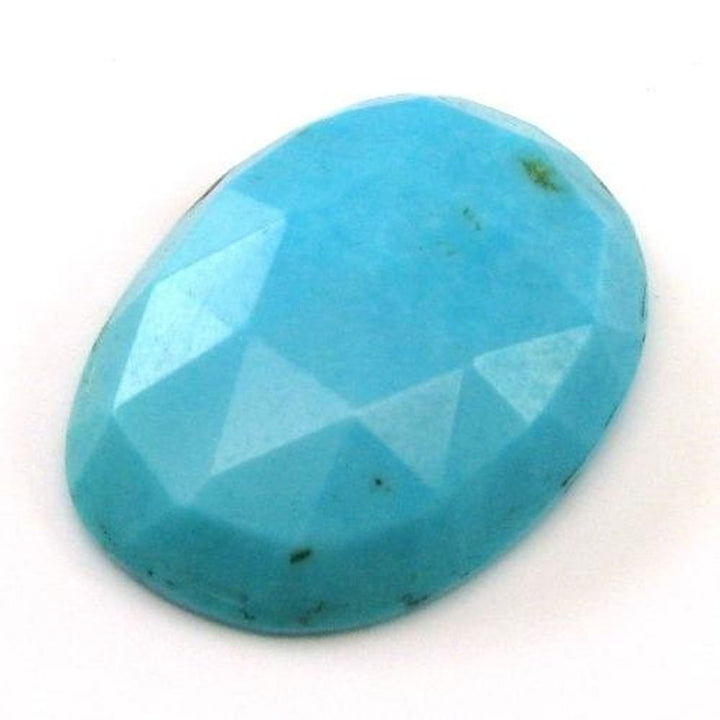 11.4Ct Natural Blue Mexican Turquoise Checker Oval Faceted Gemstone