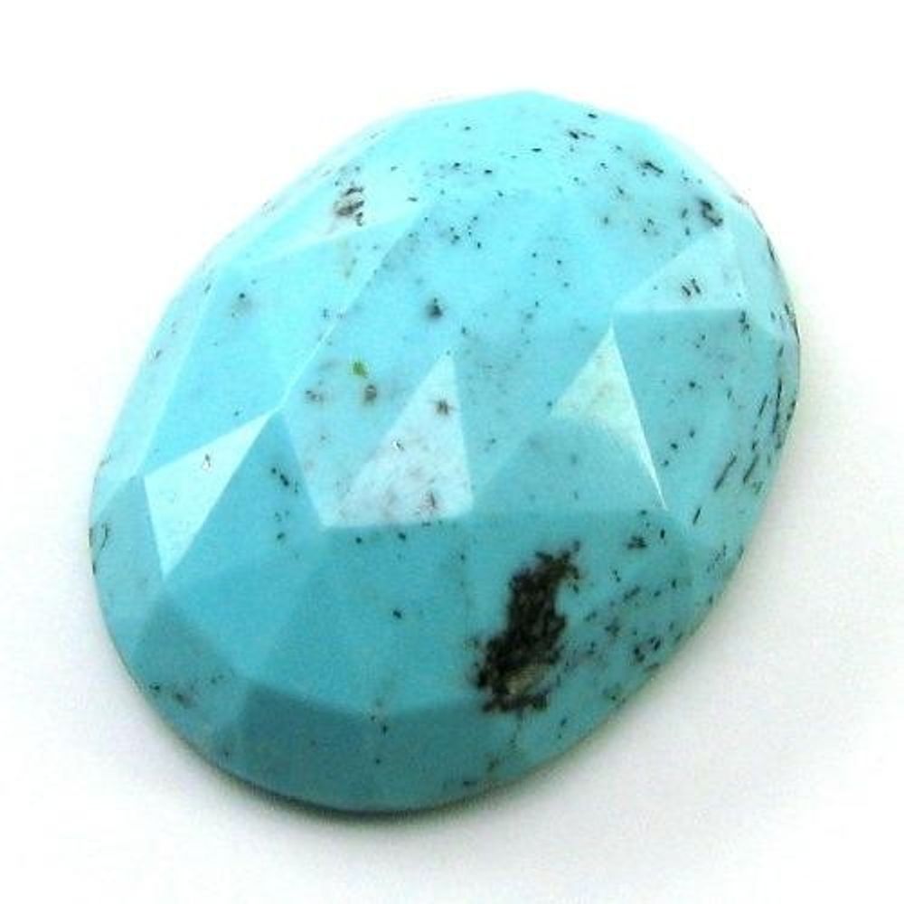 9.65Ct Natural Blue Mexican Turquoise Checker Oval Faceted Gemstone ...