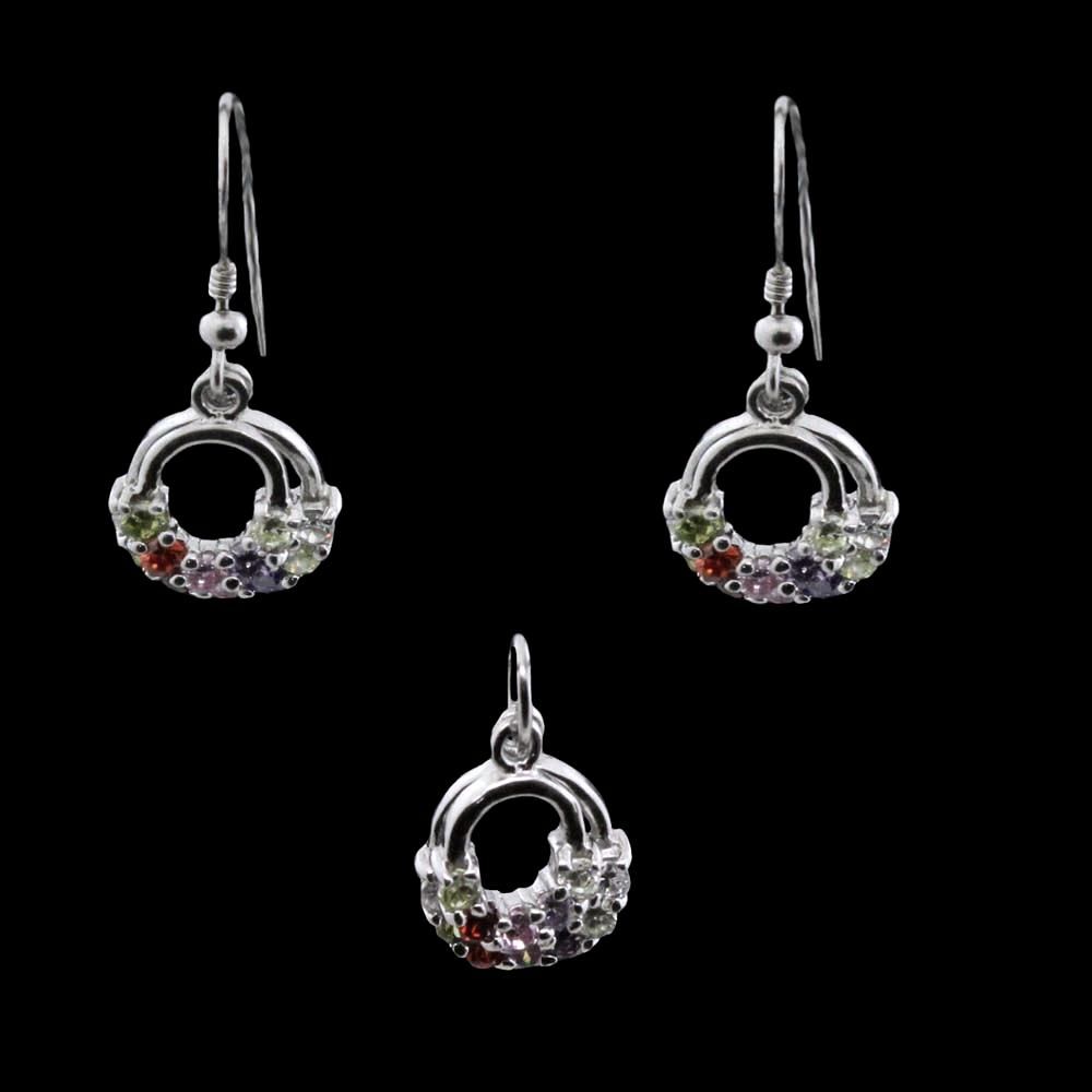 Fine Silver CZ Silver Pendant Set In Platinum Finish