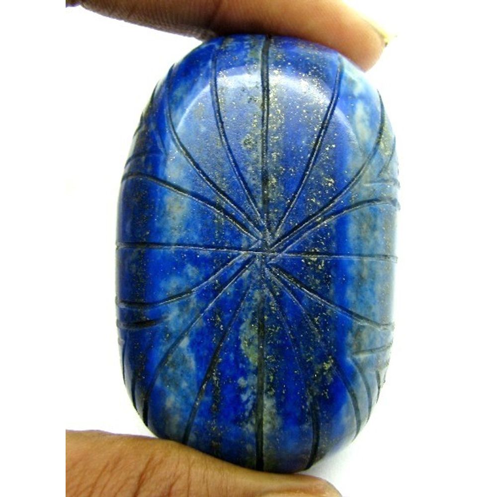 HUGE-Collectible-454Ct-Natural-Untreated-Blue-Lapis-Lazuli-Oval-Shape-Carved-Gemstone