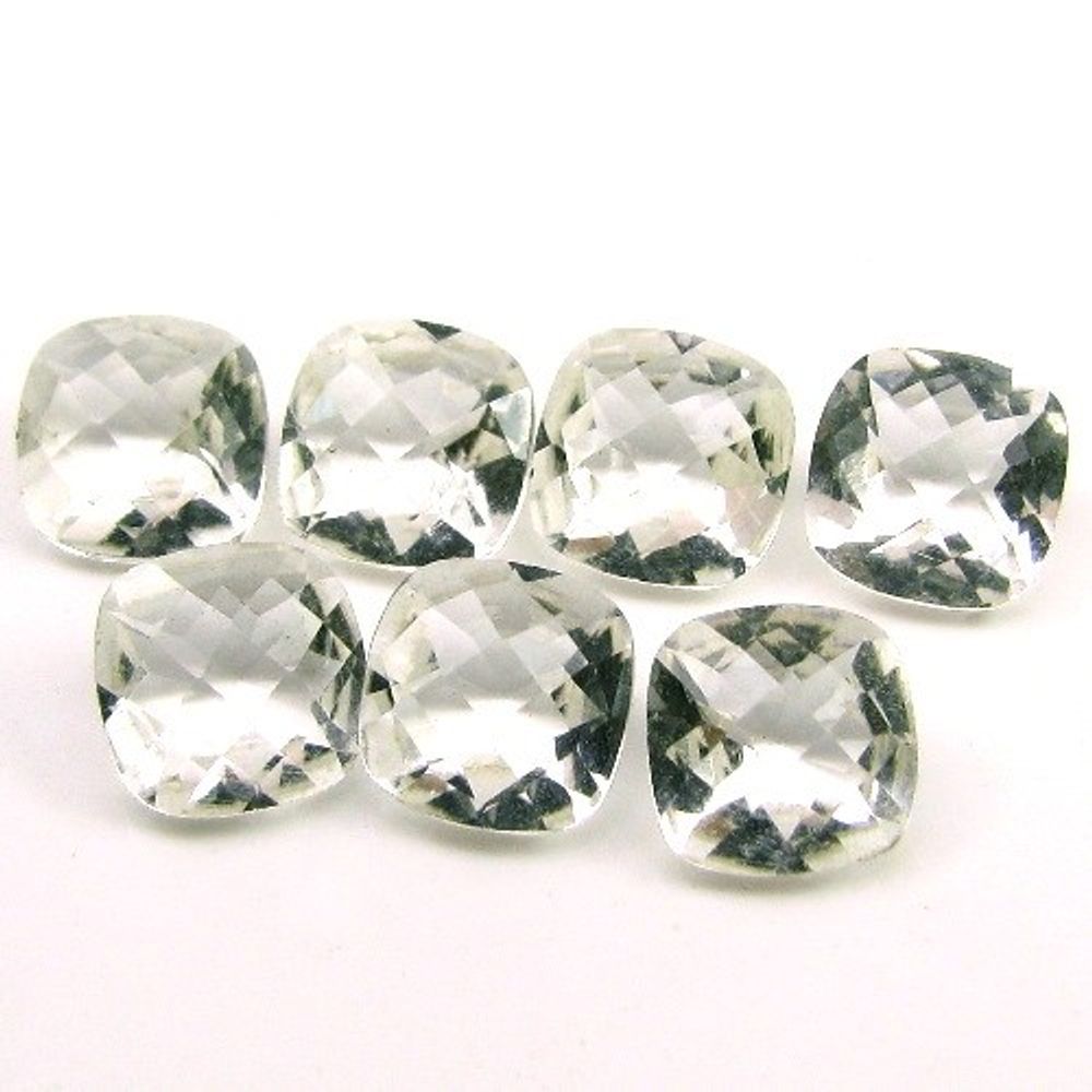 9.3Ct-7pc-Lot-Natural-Clear-White-Topaz-Fine-Square-Checker-Cut-Gemstones