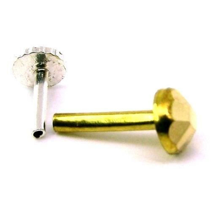 Indian Style Fancy Design Body Piercing Jewelry  Nose stud Pin Solid Real 14k Yellow Gold