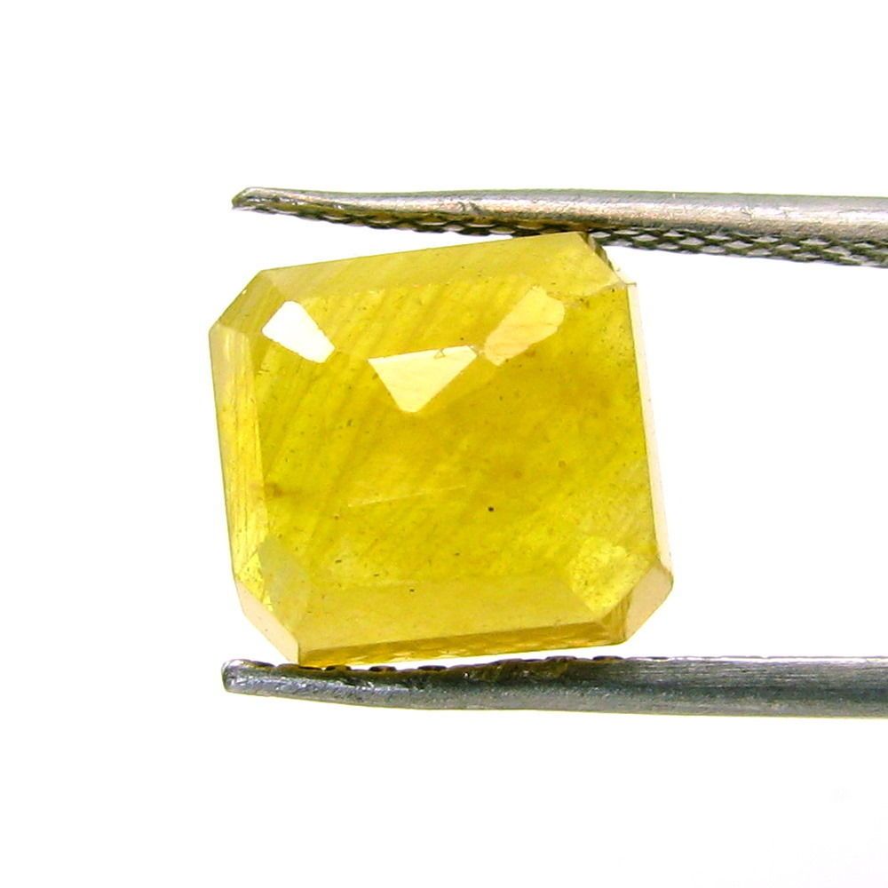 6.7Ct Natural Yellow Sapphire (Pukhraj) Square Cut Gemstone for Jupitor Guru