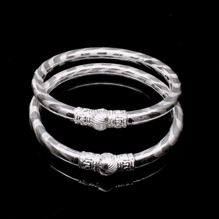 Indian Hollow Real Silver Bangles Bracelet 5.8cm - Pair